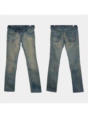 Vintage Diesel Lowky 72M Low Rise Straight Jeans Dirty Wash Italy Y2K W27 L32